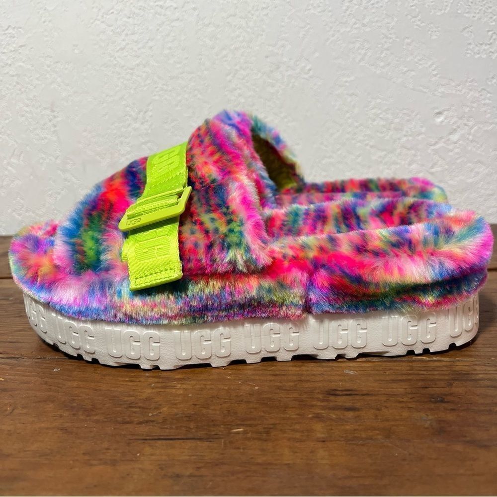 Ugg Fluffita Pixelate Flatform Slide Slippers Multi Color Womens 7 8 9 - Picture 3 of 11
